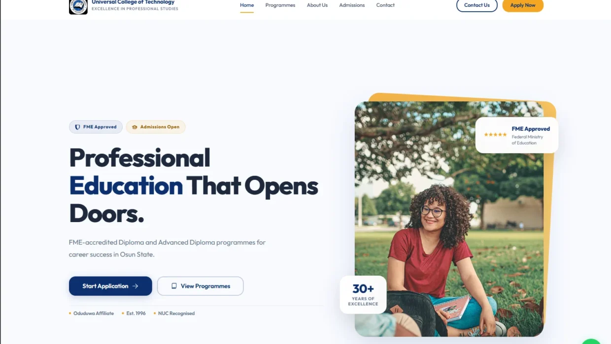 Universal College of Technology – Higher Institution Admissions Portal — screen 1